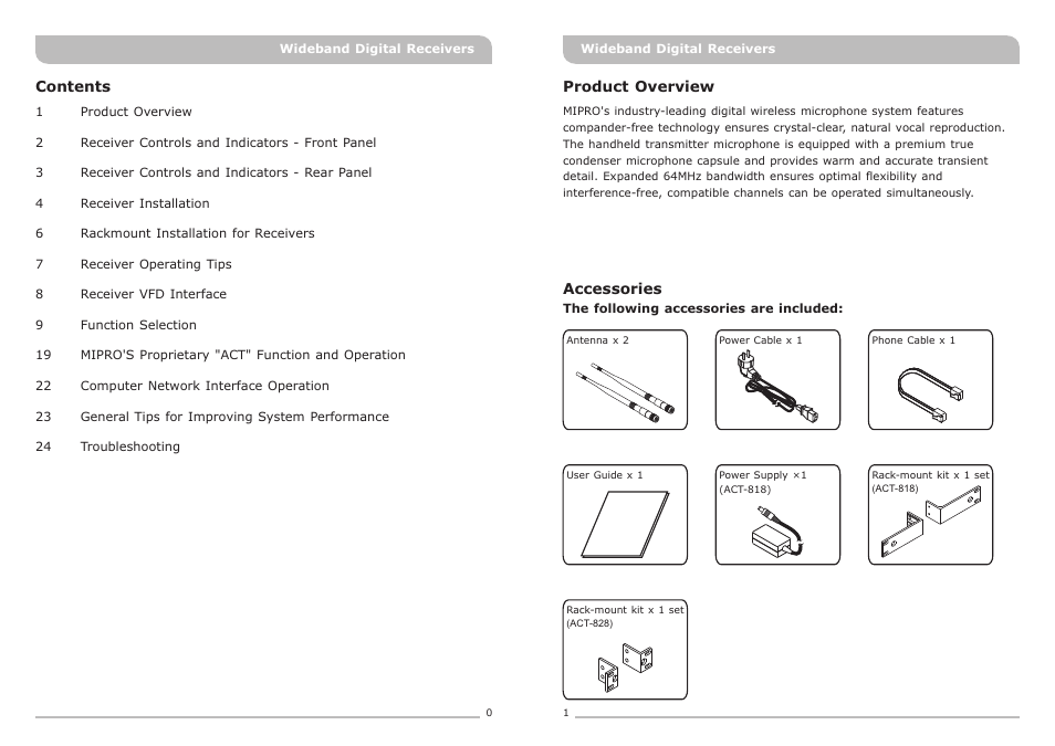 頁面 3 | MIPRO ACT-818 Wideband Single-Channel Digital Receiver User Manual | Page 3 / 15
