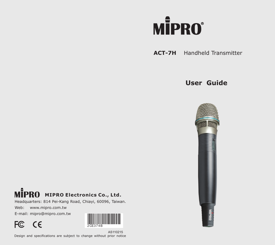 MIPRO ACT-7H Handheld Transmitter User Manual | 5 pages