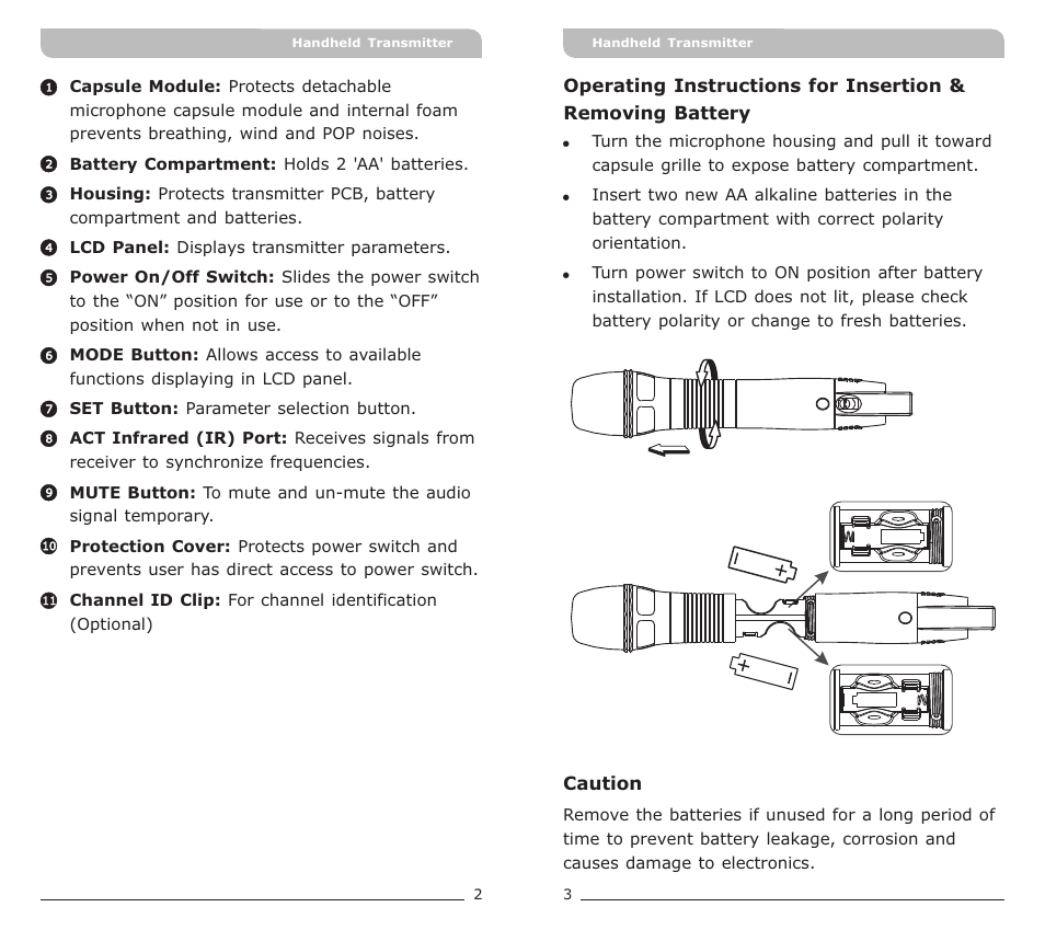 頁面 4 | MIPRO ACT-72H Narrowband Handheld Transmitte User Manual | Page 4 / 11