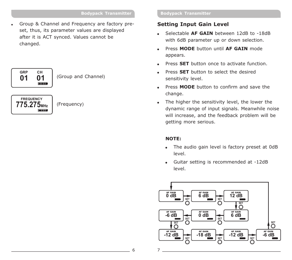 頁面 5 | MIPRO ACT-72T Narrowband Bodypack Transmitter User Manual | Page 5 / 11