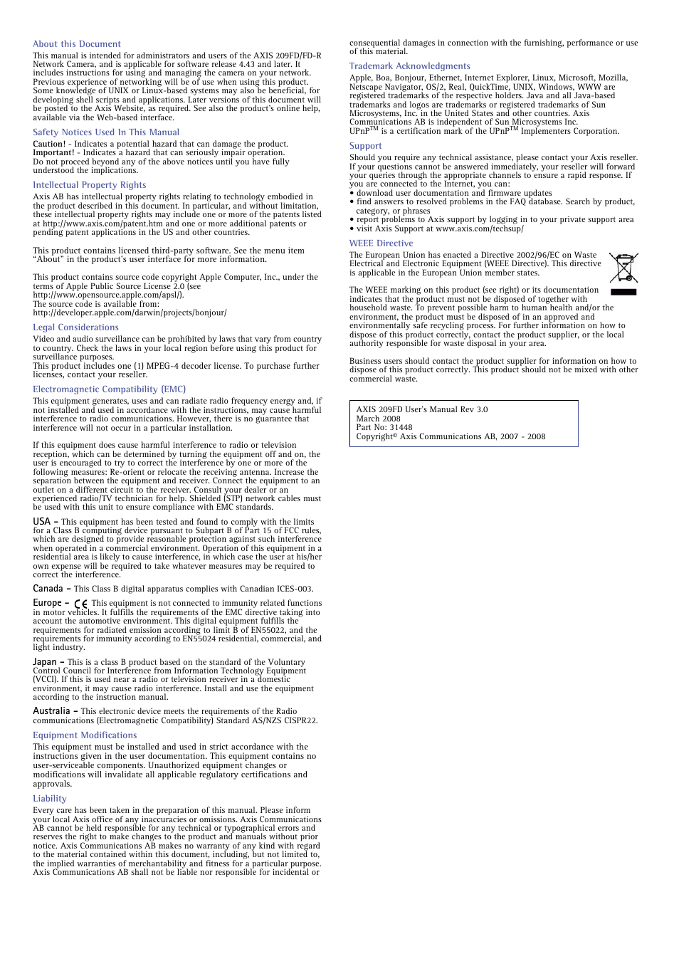 Axis communications | Axis Communications FD-R M12 User Manual | Page 2 / 45
