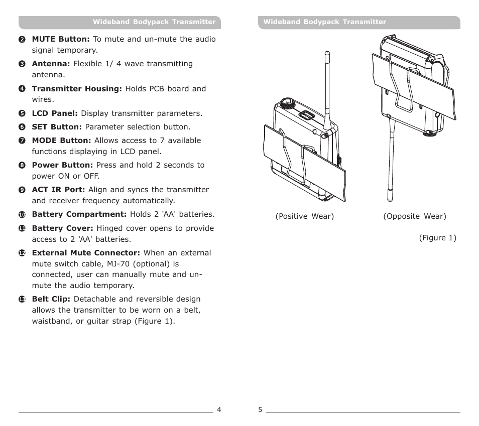 頁面 4 | MIPRO ACT-70T Wideband Bodypack Transmitter User Manual | Page 4 / 13