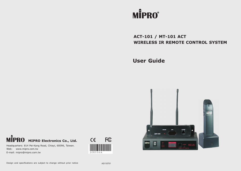 MIPRO ACT-101 IR Remote-Controlled Single-Channel Diversity Receiver User Manual | 11 pages