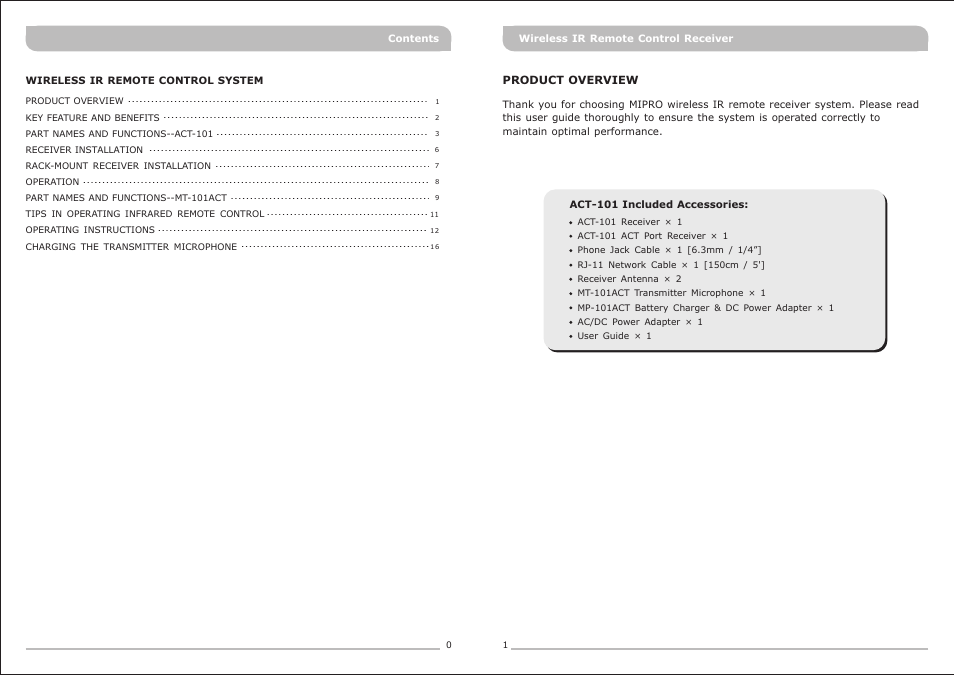 頁面 3 | MIPRO ACT-101 IR Remote-Controlled Single-Channel Diversity Receiver User Manual | Page 3 / 11