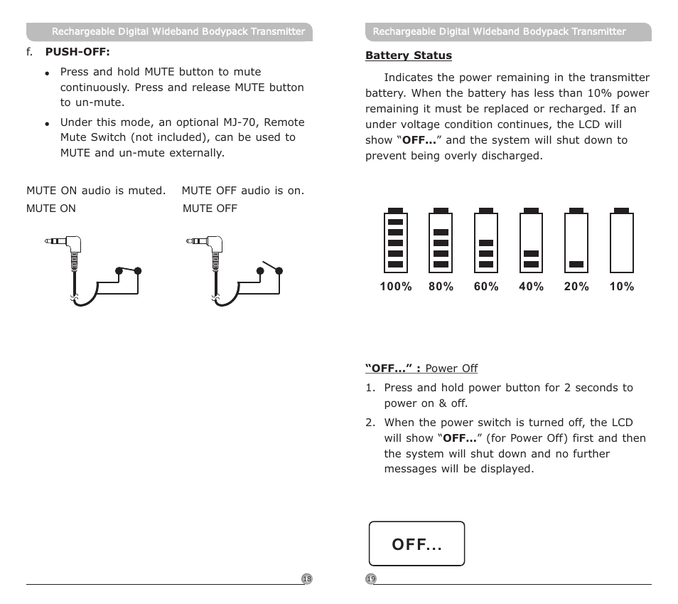 頁面 12 | MIPRO ACT-80TC Rechargeable Digital Wideband Bodypack Transmitter User Manual | Page 12 / 17