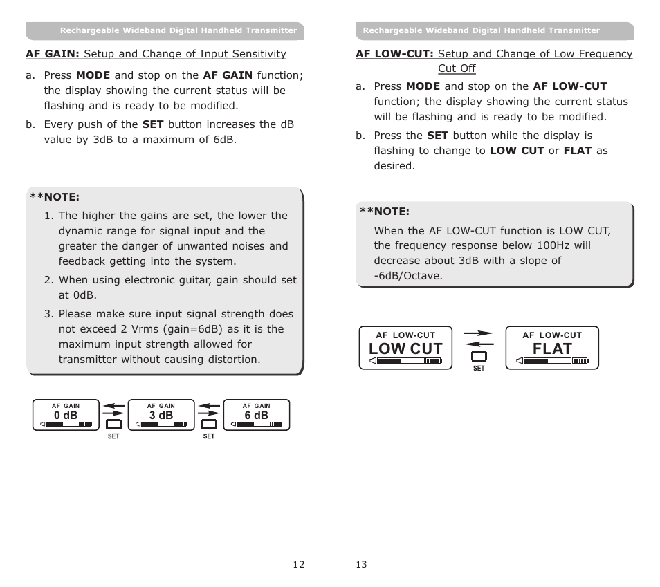 頁面 9, Low cut, Flat | MIPRO ACT-80HC Rechargeable Wideband Digital Handheld Transmitter User Manual | Page 9 / 15