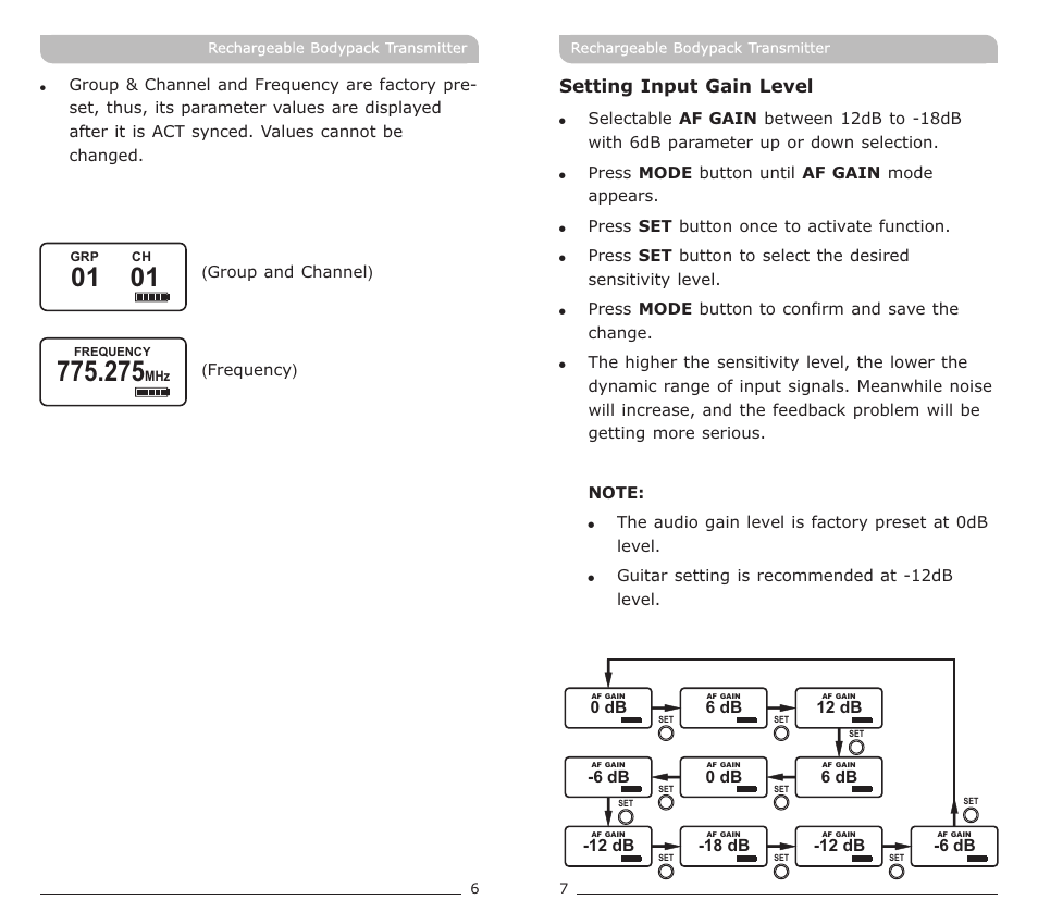 頁面 5 | MIPRO ACT-72TC Rechargeable Narrowband Bodypack Transmitter User Manual | Page 5 / 11