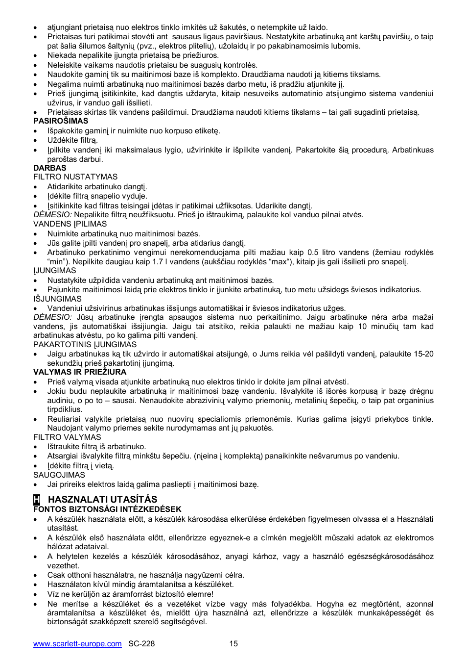 Scarlett SC-228 User Manual | Page 15 / 20
