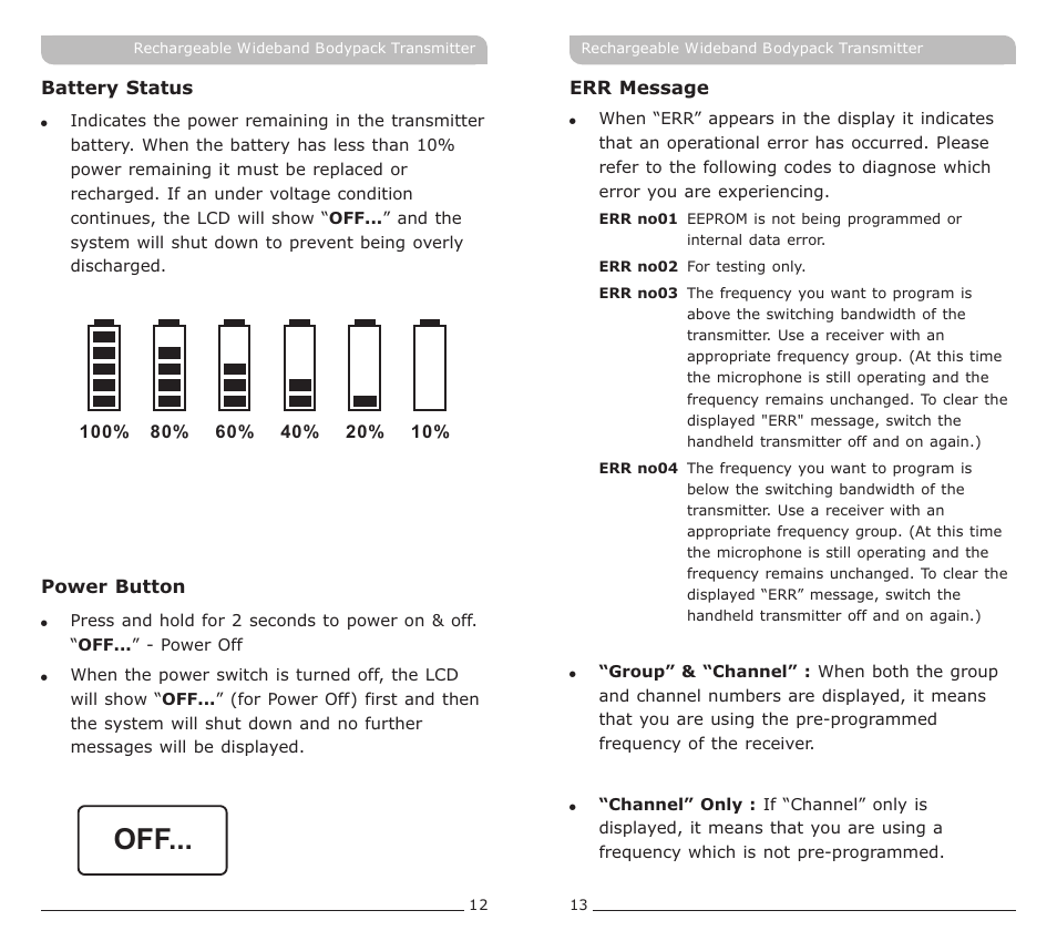 頁面 9 | MIPRO ACT-70TC Rechargeable Wideband Bodypack Transmitter User Manual | Page 9 / 13