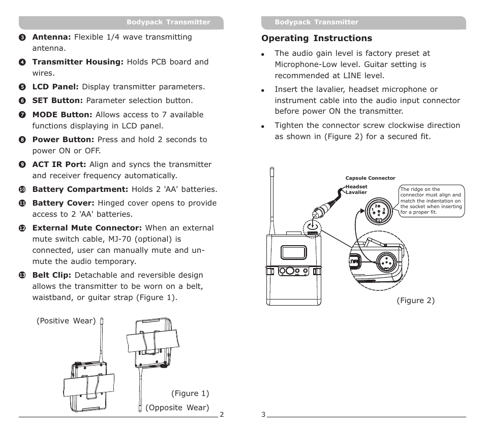 頁面 4 | MIPRO ACT-30T Bodypack Transmitter User Manual | Page 4 / 11