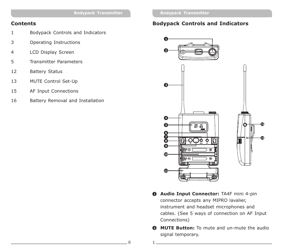 MIPRO ACT-32T Bodypack Transmitter User Manual | Page 3 / 11