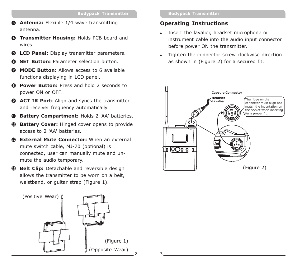 頁面 4 | MIPRO ACT-32T Bodypack Transmitter User Manual | Page 4 / 11