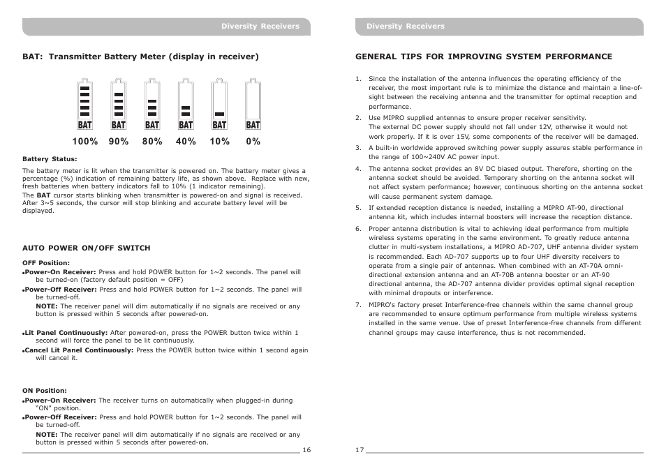 頁面 11 | MIPRO ACT-51 Single-Channel Diversity Receiver User Manual | Page 11 / 11
