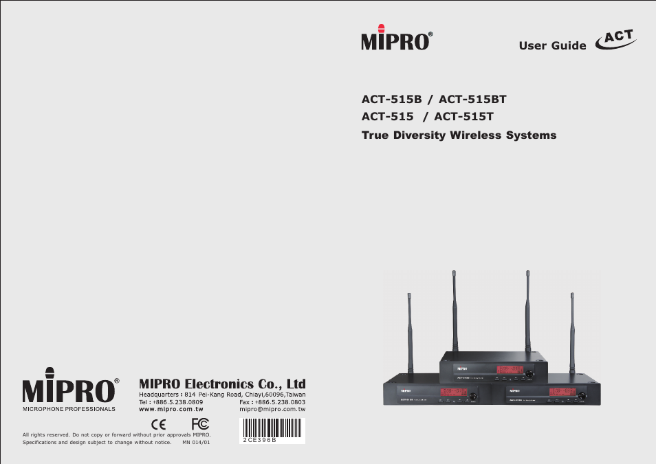 MIPRO ACT-515 Single-Channel True Diversity Receiver User Manual | 13 pages