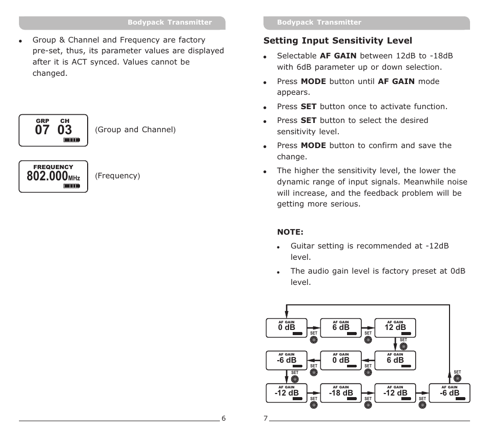 頁面 5 | MIPRO ACT-52T Bodypack Transmitter User Manual | Page 5 / 11