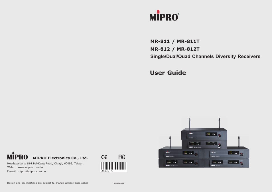 MIPRO MR-811 Single-Channel Diversity Receiver User Manual | 9 pages