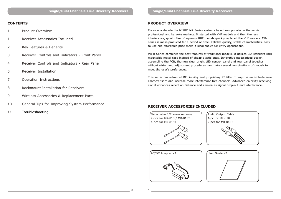 頁面 3 | MIPRO MR-818T Dual-Channel True Diversity Receiver User Manual | Page 3 / 9