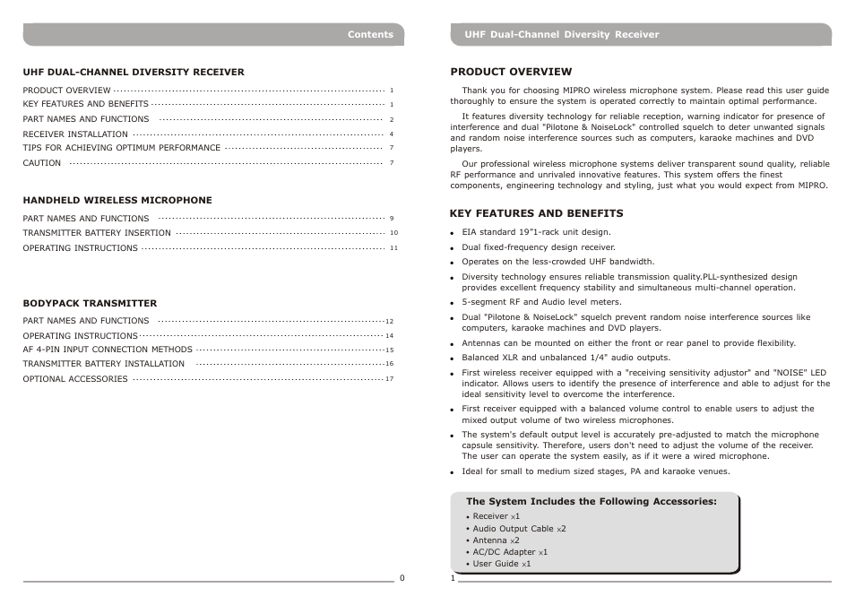 頁面 3 | MIPRO MR-823 Dual-Channel Diversity Receiver User Manual | Page 3 / 11