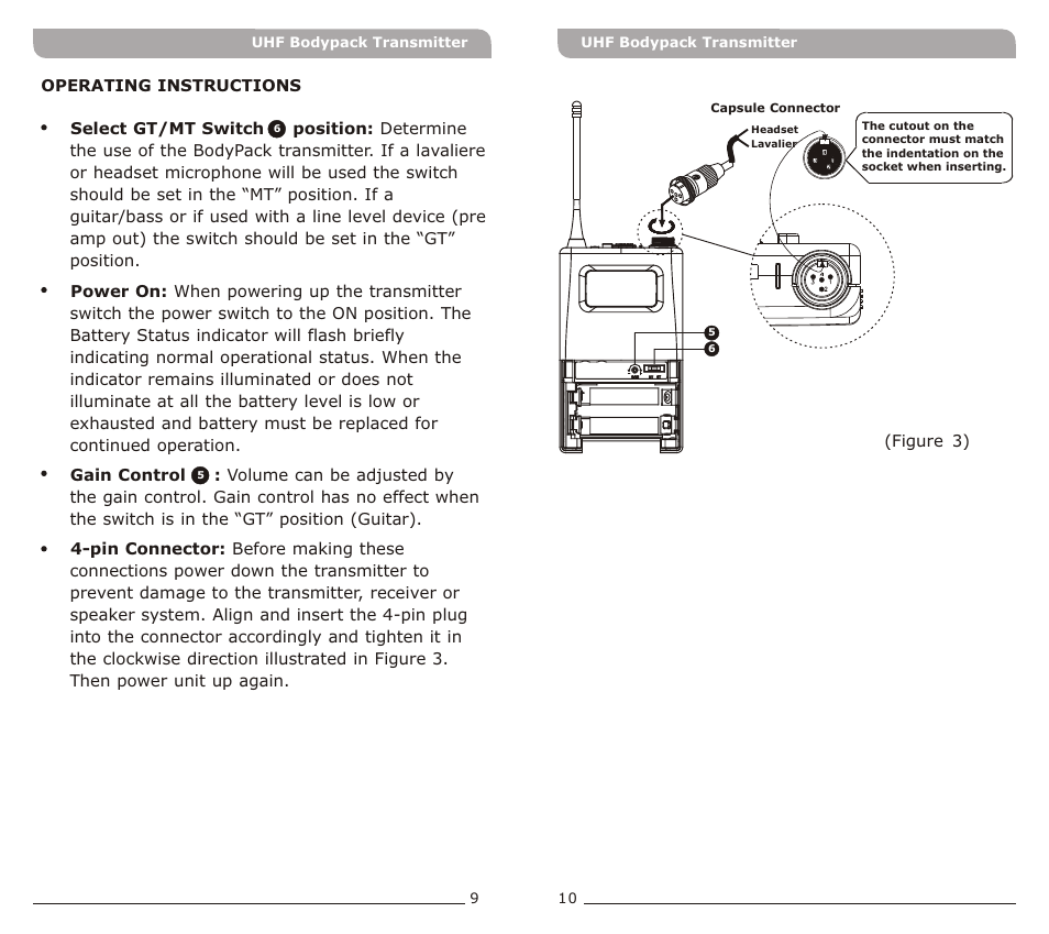 頁面 6 | MIPRO MT-801a Bodypack Transmitter User Manual | Page 6 / 7