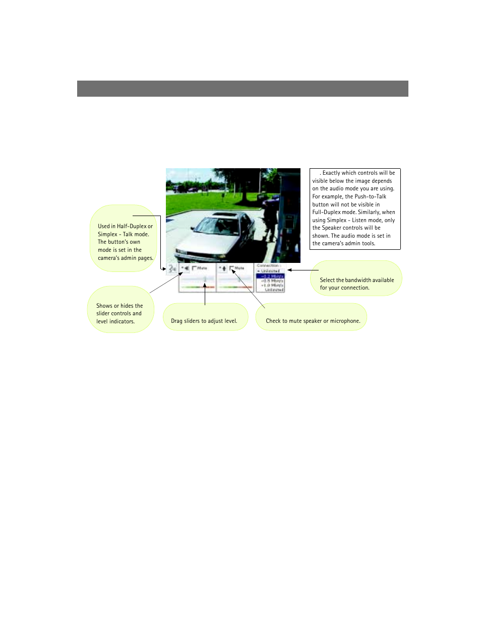 Using the audio module with your camera, Using the different audio modes, Full-duplex | Half-duplex | Axis Communications AXIS 2420 User Manual | Page 42 / 103