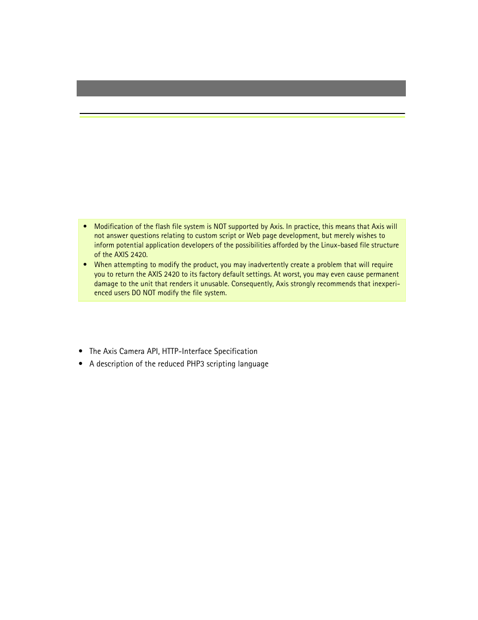 Appendix d - customizing your camera, Modifying the file system, Configuration using ftp | Axis Communications AXIS 2420 User Manual | Page 60 / 103