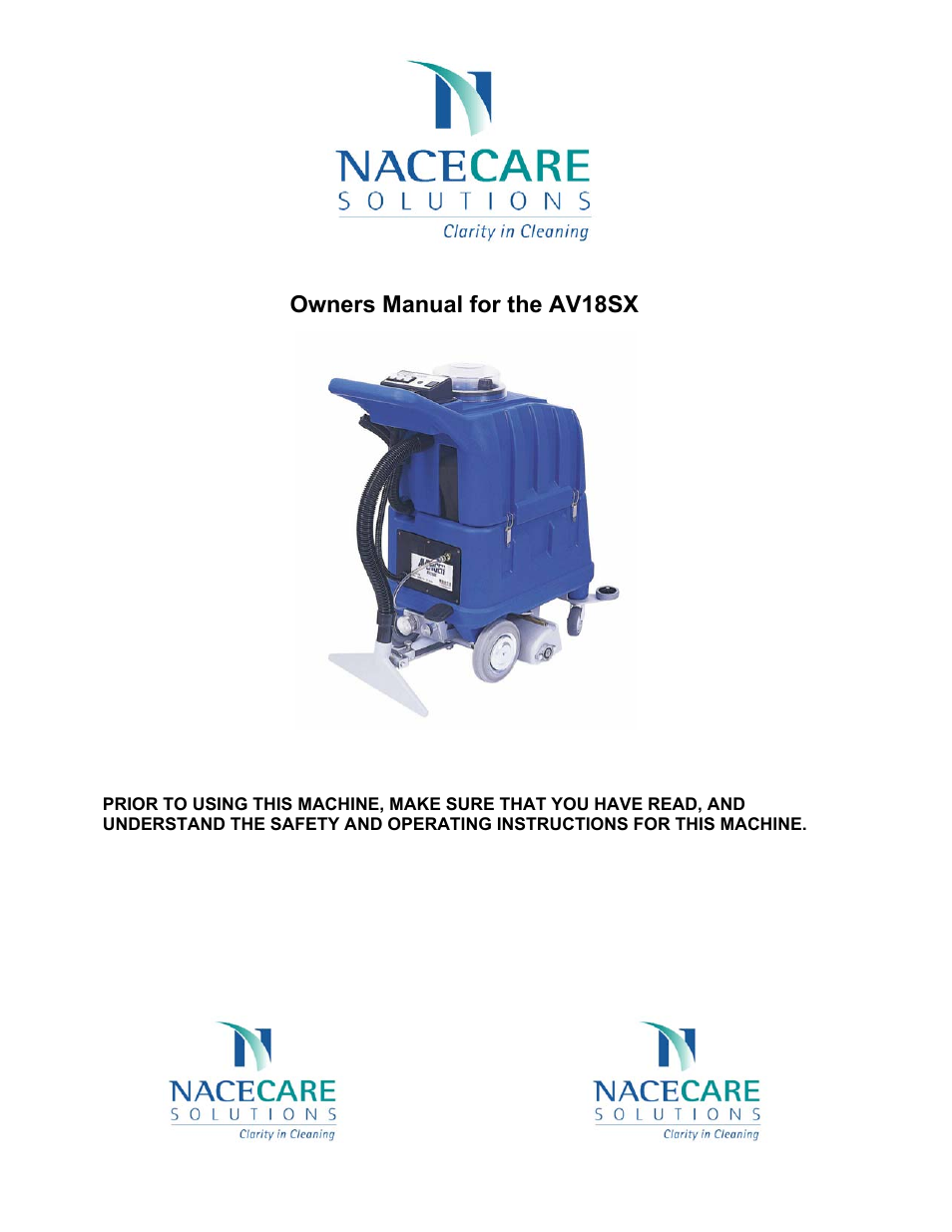 NaceCare Solutions AV18SX User Manual | 7 pages
