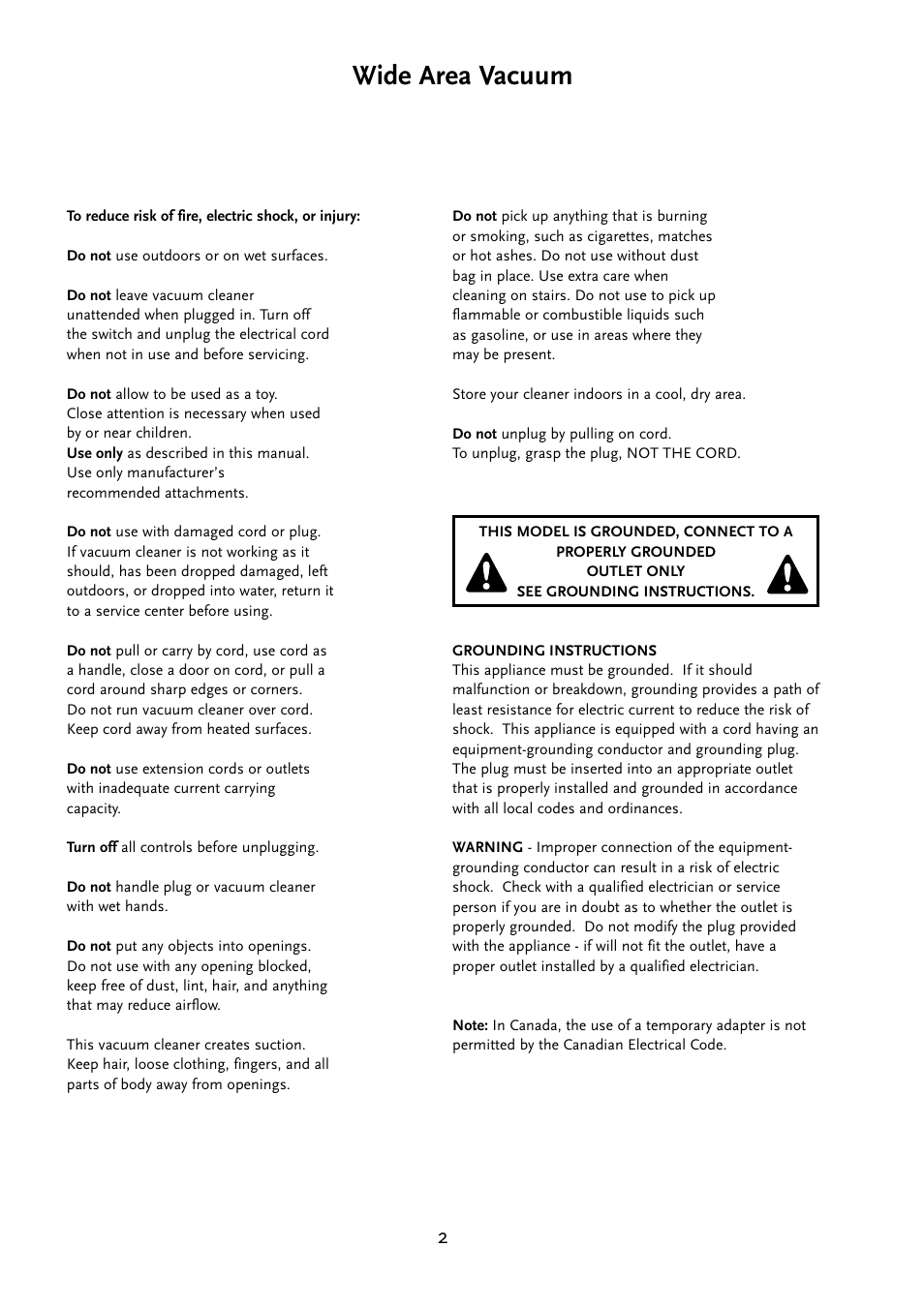 Wide area vacuum | NaceCare Solutions E700 User Manual | Page 3 / 9