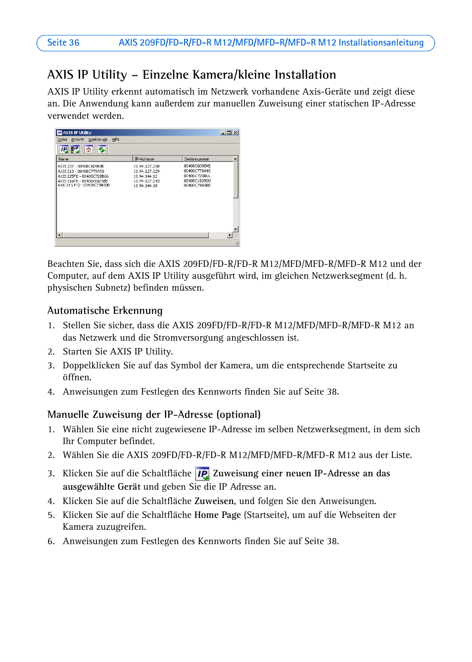 Axis Communications 209MFD User Manual | Page 36 / 73