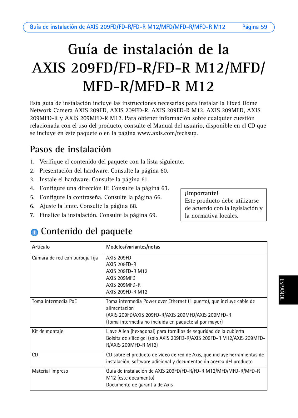 Axis Communications 209MFD User Manual | Page 59 / 73