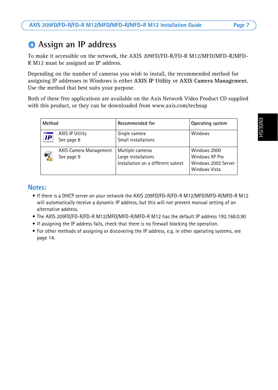 Assign an ip address | Axis Communications 209MFD User Manual | Page 7 / 73