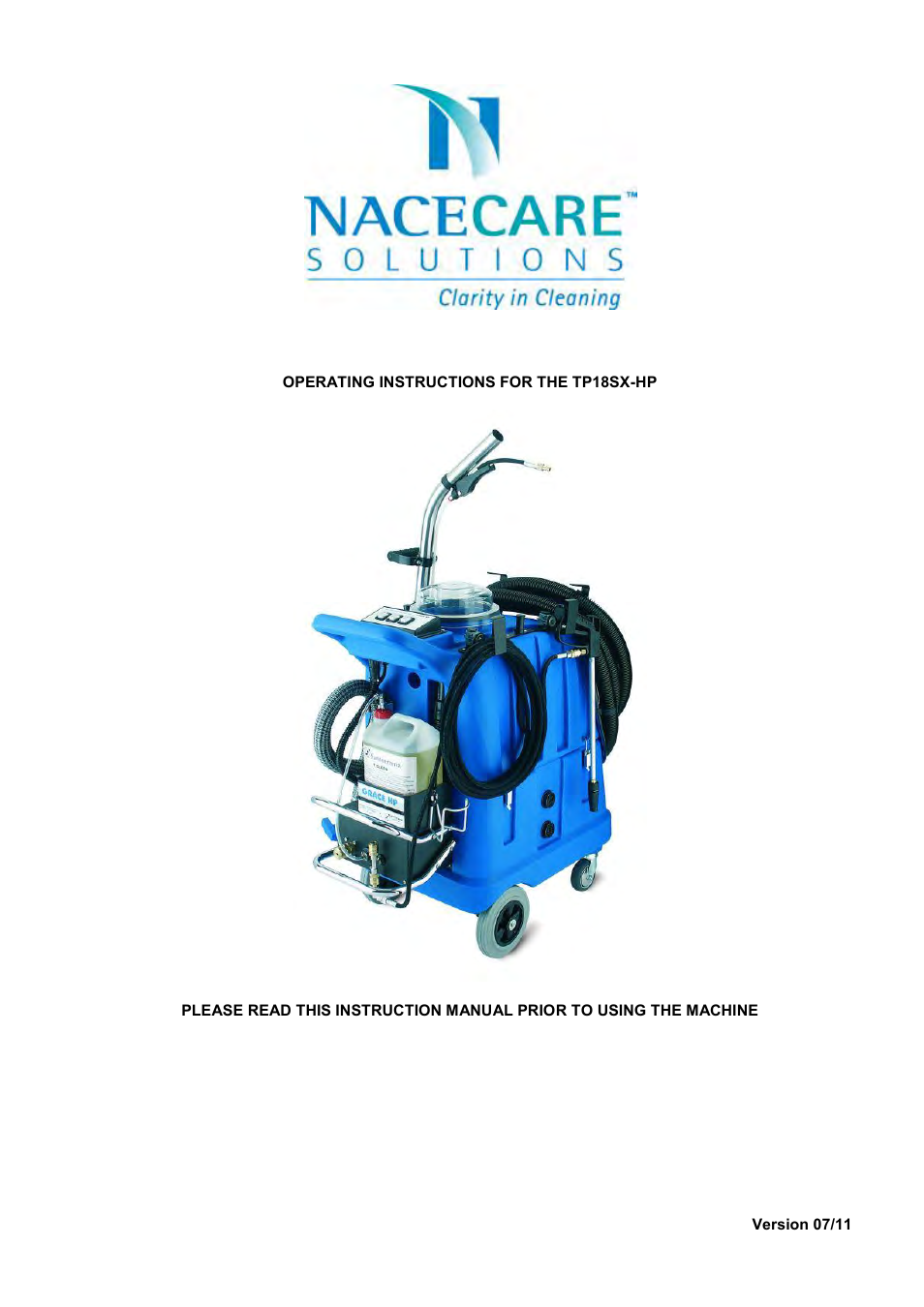 NaceCare Solutions TP18SXHP User Manual | 6 pages