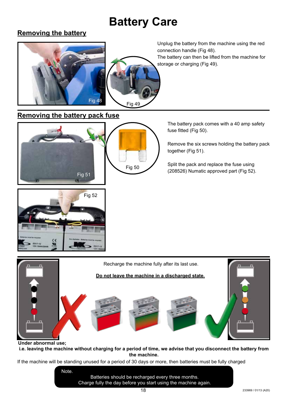 Battery care, Removing the battery, Removing the battery pack fuse | NaceCare Solutions TTB516 User Manual | Page 18 / 24
