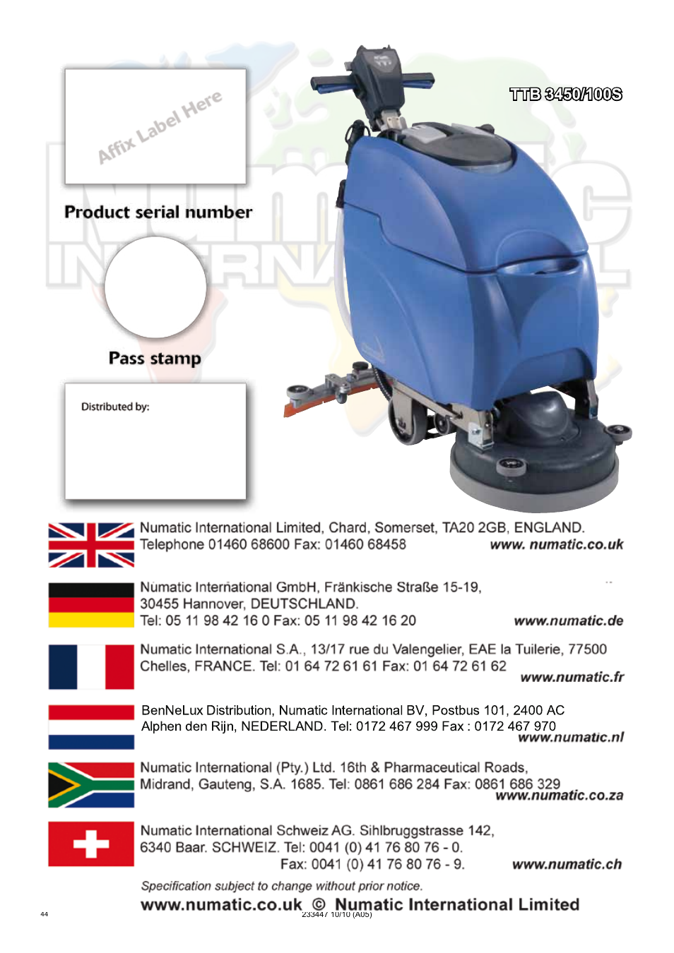 NaceCare Solutions TTB4552 User Manual | Page 44 / 44