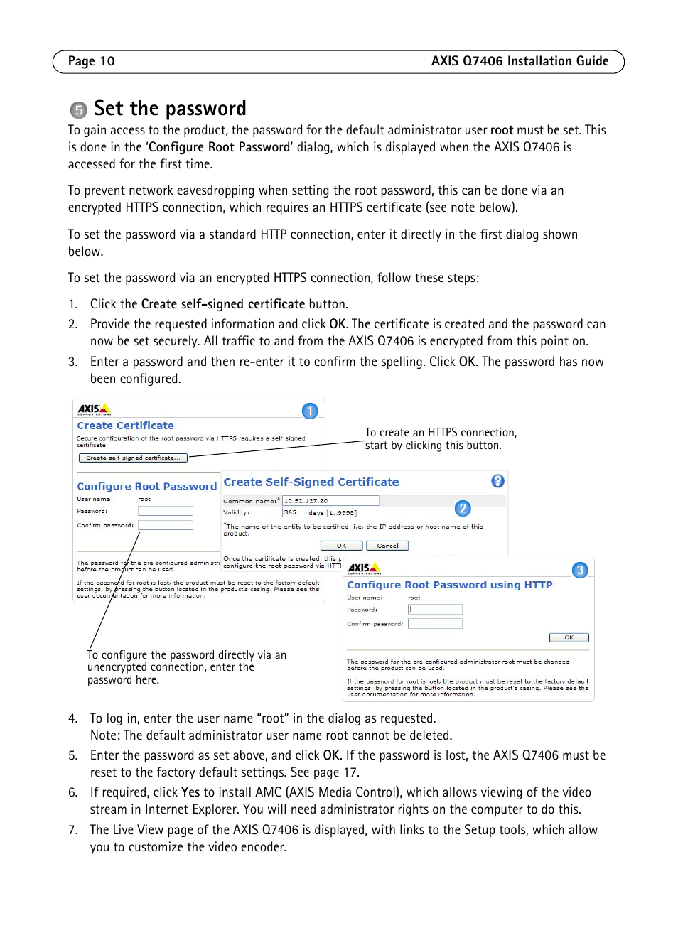Set the password | Axis Communications Video Encoder Blade AXIS Q7406 User Manual | Page 10 / 92