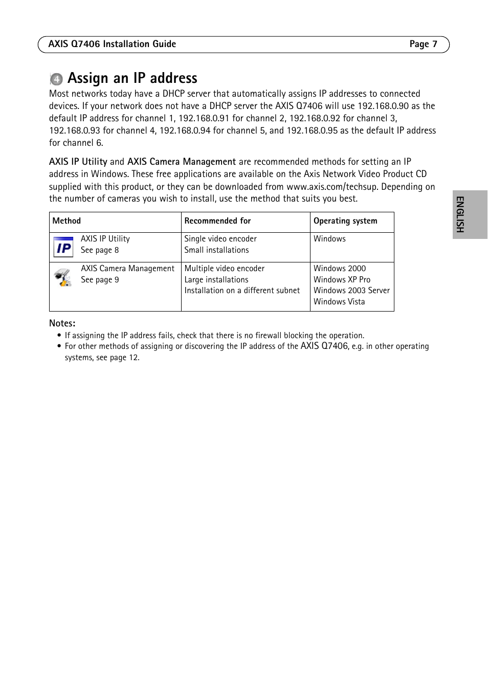 Assign an ip address | Axis Communications Video Encoder Blade AXIS Q7406 User Manual | Page 7 / 92