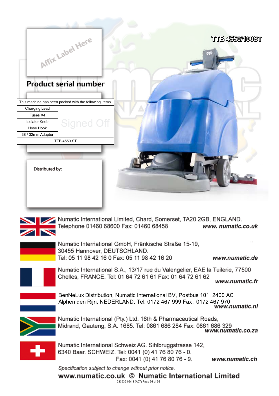 Signed off | NaceCare Solutions TTB4550T User Manual | Page 36 / 36