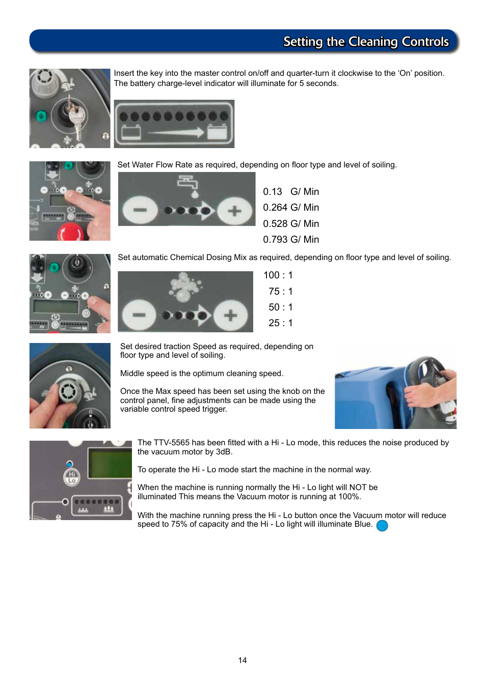 Setting the cleaning controls | NaceCare Solutions TTV5565 User Manual | Page 14 / 28