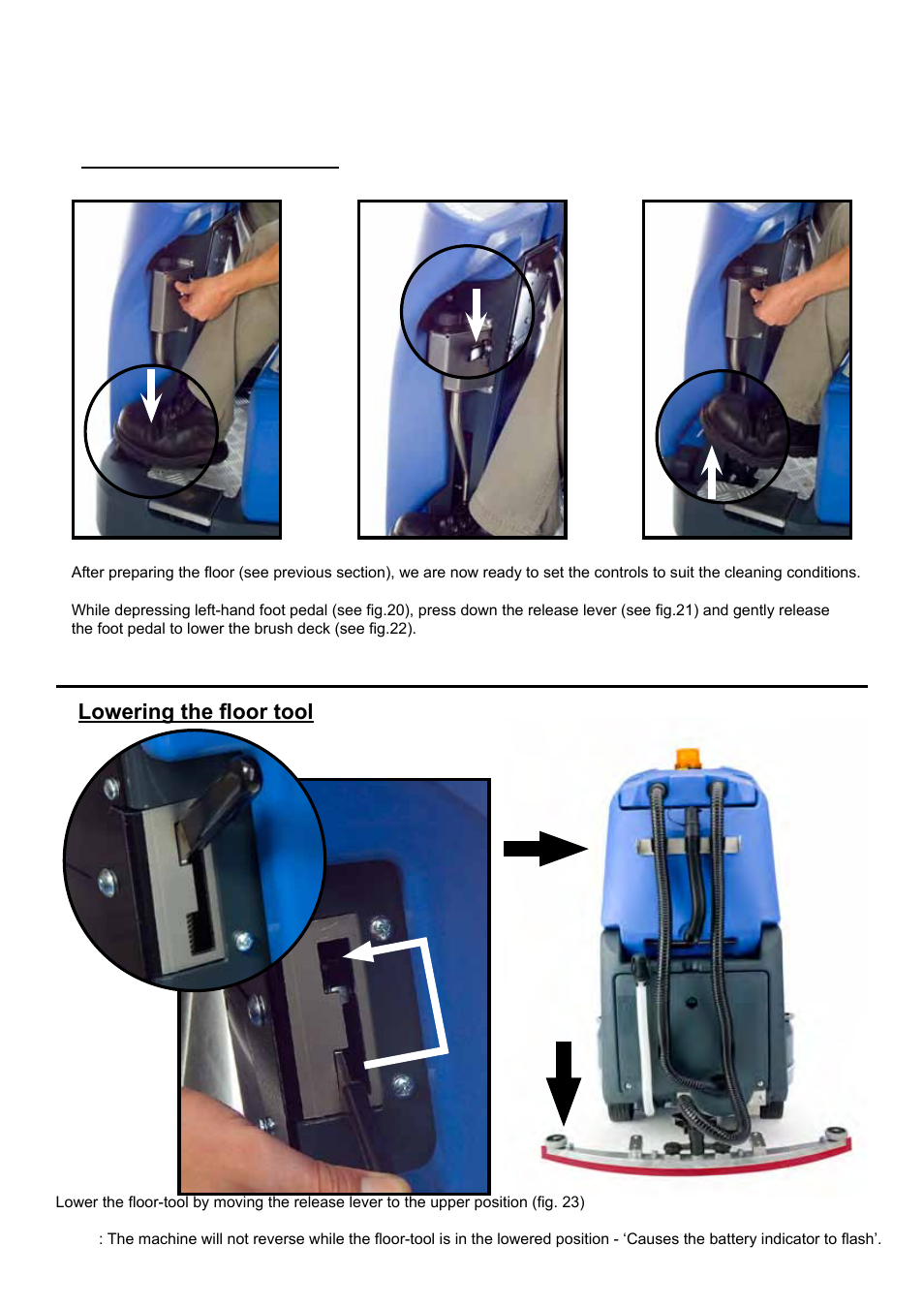 Machine set up, Lowering the brush deck lowering the floor tool | NaceCare Solutions TTV678 User Manual | Page 12 / 32