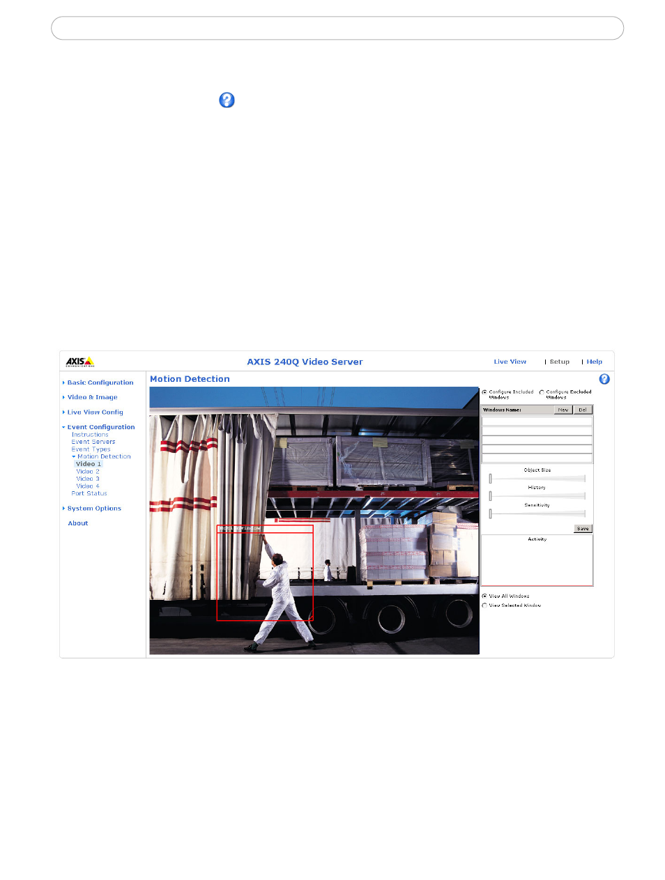 Motion detection | Axis Communications Axis Video Server AXIS 240Q User Manual | Page 26 / 57