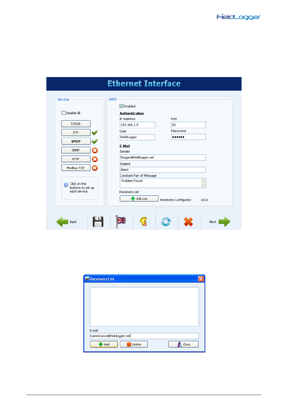 Ethernet interface configuration - smtp | NOVUS V1.5x A User Manual | Page 30 / 103