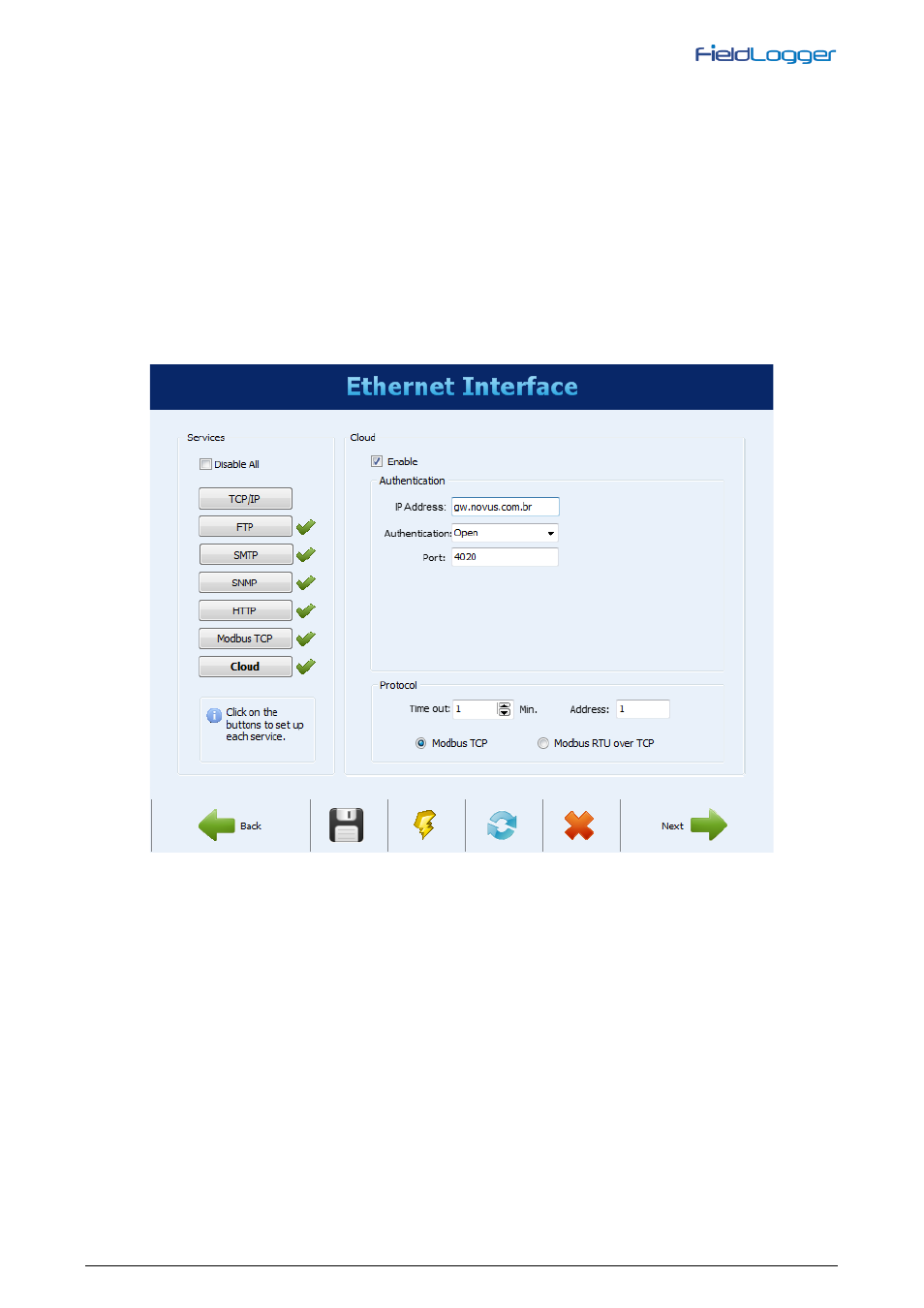 Ethernet interface configuration – cloud | NOVUS V1.5x A User Manual | Page 34 / 103