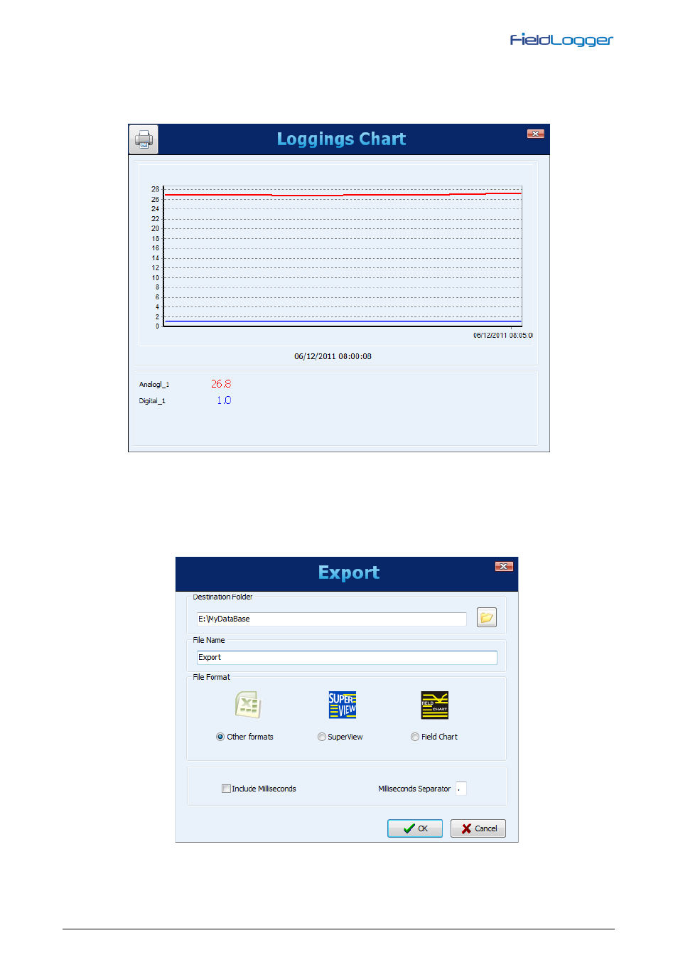 Chart format view, Data export | NOVUS V1.5x A User Manual | Page 60 / 103