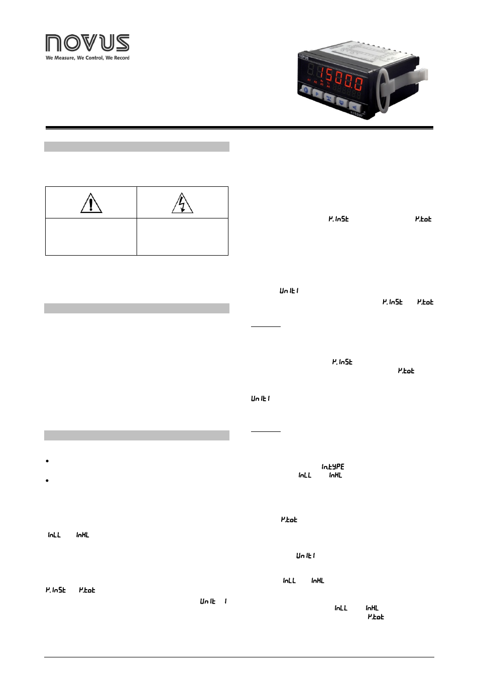 NOVUS N1500FT Indicator User Manual | 9 pages