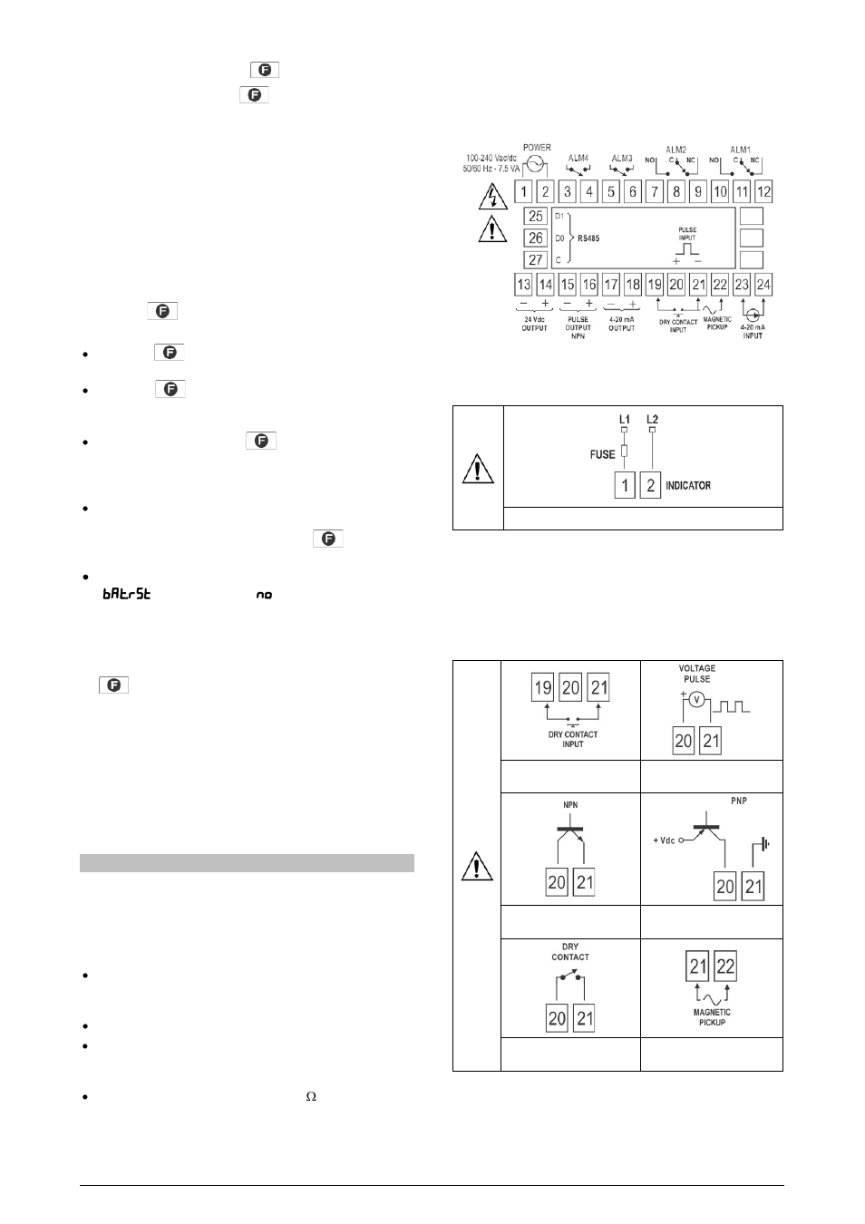 Auxiliary digital input and key, Feeder, Manual operation mode | 24 vdc auxiliary power supply, Installation, Installation recommendations, Electrical connections, Power supply connection, Connections for input and output signals | NOVUS N1500FT Indicator User Manual | Page 3 / 9