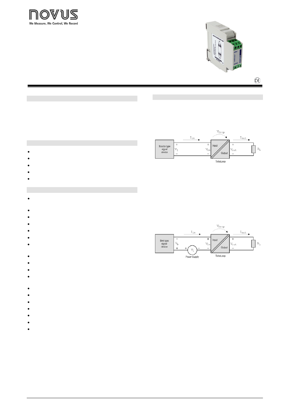 NOVUS TxIsoLoop-1/TxIsoLoop-2 User Manual | 2 pages