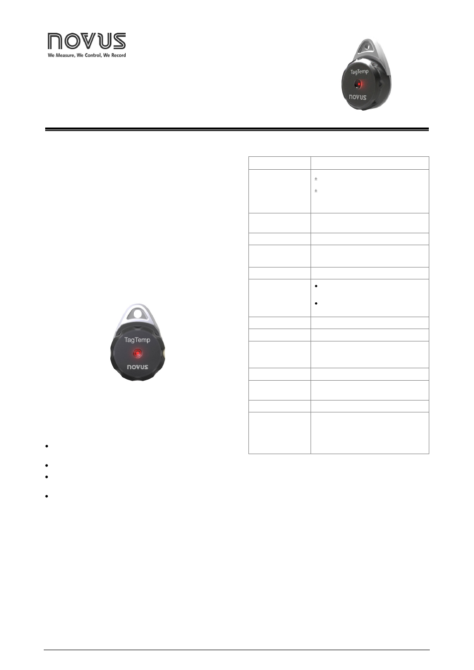 NOVUS TagTemp-USB User Manual | 5 pages