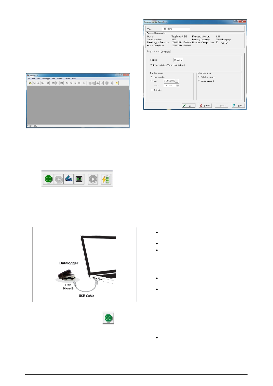 4 logchart ii software, 1 installing logchart ii, 2 running logchart ii | 3 configuring the equipment | NOVUS TagTemp-USB User Manual | Page 2 / 5