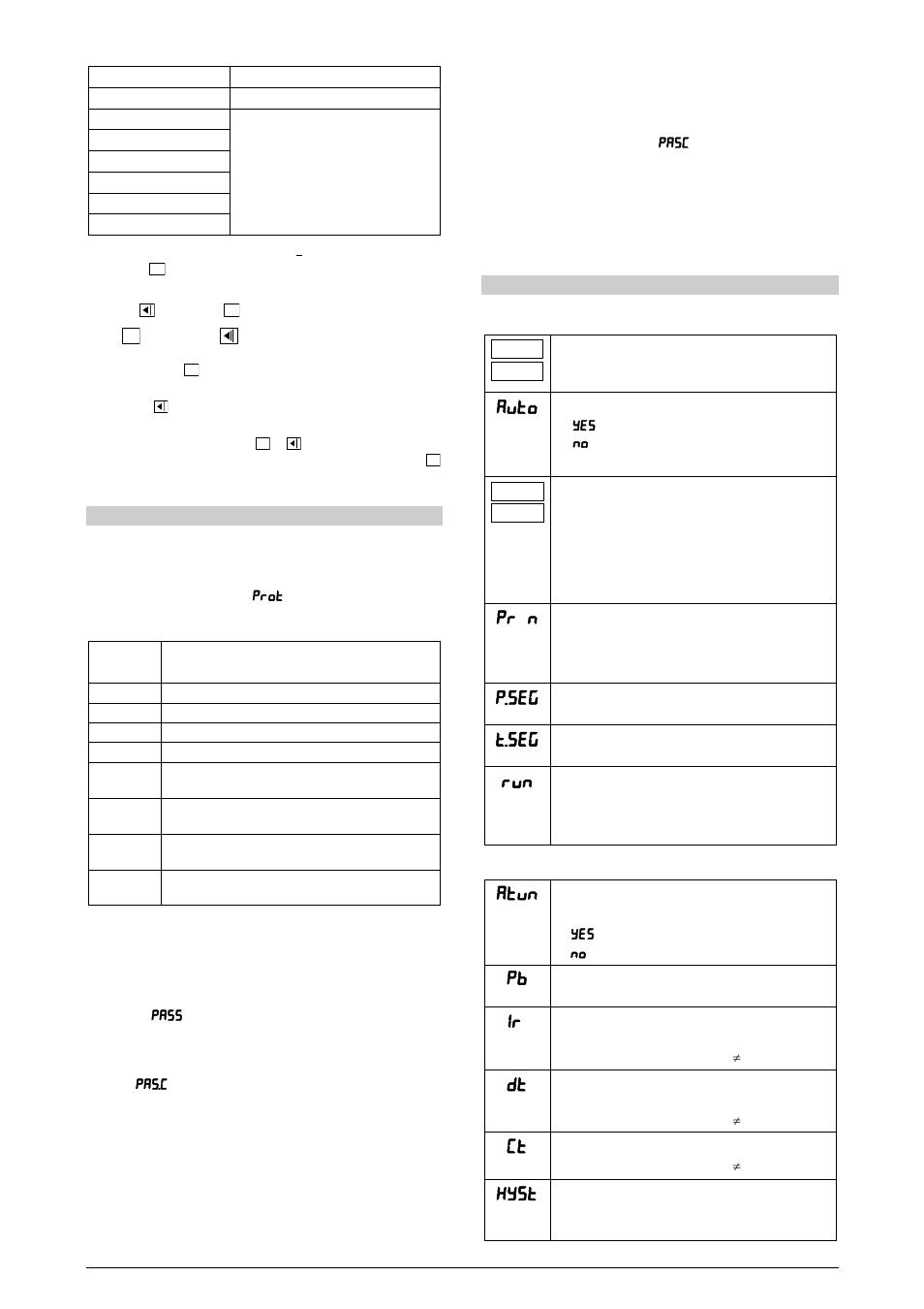 Protection of configuration, Configuration parameters, Operation cycle | Auto tuning cycle, Avto, Pr n, P.seg, T.seg, Atvn, Xyst | NOVUS Controller N3000 User Manual | Page 6 / 11