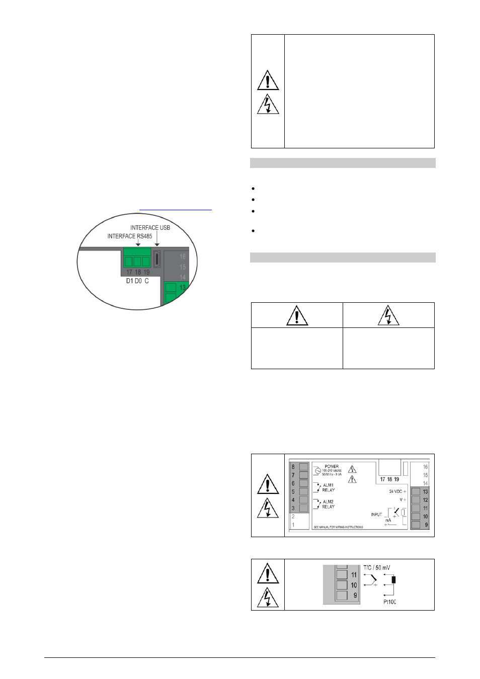 Maximum and minimum, Serial communication, Usb interface | Installation / connections, Safety alerts | NOVUS N1540 Process Indicator User Manual | Page 2 / 5