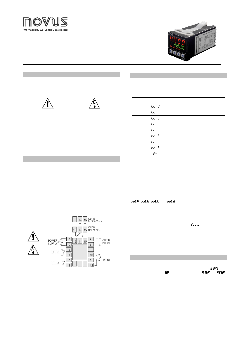 NOVUS Controller N480D User Manual | 6 pages